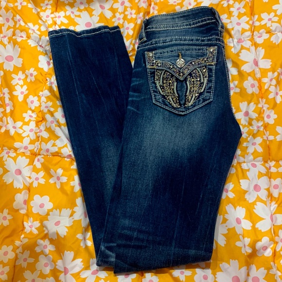 Miss Me jeans(straight leg) ,blue jeans denim, size 24,mid-rise - Picture 3 of 4